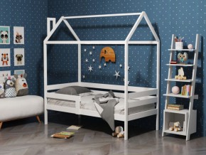 Детская кровать-домик из массива березы Соня-6 (800*1600) Белый/Лак в Александровском - alexsandrovskoe.ok-mebel.com | фото