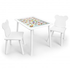 Детский комплект стол и два стула Мишка Rolti Baby с накладкой Алфавит (белая столешница/белое сиденье/белые ножки) в Александровском - alexsandrovskoe.ok-mebel.com | фото 1