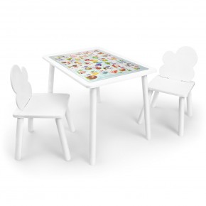 Детский комплект стол и два стула Облачко Rolti Baby с накладкой Алфавит (белая столешница/белое сиденье/белые ножки) в Александровском - alexsandrovskoe.ok-mebel.com | фото