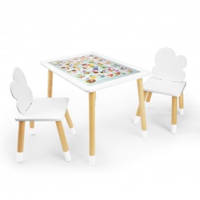 Детский комплект стол и два стула Облачко Rolti Baby с накладкой Алфавит (белая столешница/белое сиденье/береза ножки) в Александровском - alexsandrovskoe.ok-mebel.com | фото