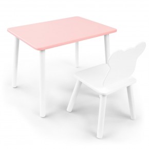 Детский комплект стол и стул «Мишка» Rolti Baby (розовый/белый, массив березы/мдф) в Александровском - alexsandrovskoe.ok-mebel.com | фото