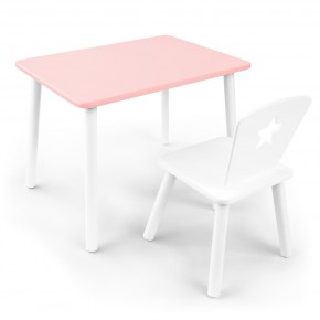 Детский комплект стол и стул «Звезда» Rolti Baby (розовый/белый, массив березы/мдф) в Александровском - alexsandrovskoe.ok-mebel.com | фото
