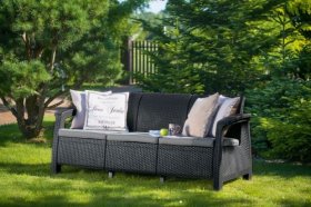 Диван пластиковый Корфу Макс (Corfu love seat max) графит в Александровском - alexsandrovskoe.ok-mebel.com | фото 2