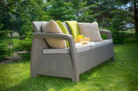 Диван пластиковый Корфу Макс (Corfu love seat max) капучино - песок в Александровском - alexsandrovskoe.ok-mebel.com | фото 3