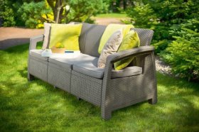 Диван пластиковый Корфу Макс (Corfu love seat max) капучино - песок в Александровском - alexsandrovskoe.ok-mebel.com | фото 4
