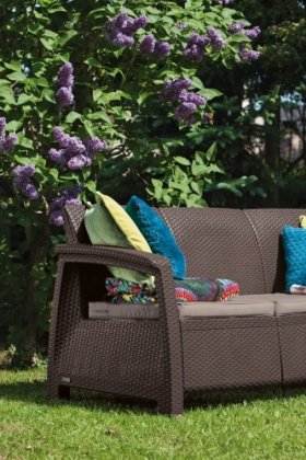 Диван пластиковый Корфу Макс (Corfu love seat max) коричневый в Александровском - alexsandrovskoe.ok-mebel.com | фото 2