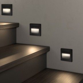 DK3050-BK Светильник встраиваемый в стену, IP 20, LED 3000, 1 Вт, черный пластик в Александровском - alexsandrovskoe.ok-mebel.com | фото 3