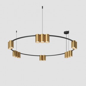 DK4067-BK+SG Подвесной светильник ORBIT, IP20, 15xGU10 LED, до 15 Вт, черный + сатинированное золото, алюминий в Александровском - alexsandrovskoe.ok-mebel.com | фото