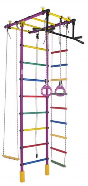 ДСК Атлант цв.фиолетовый радуга: турник, кольца, канат, трапеция, веревочная лестница в Александровском - alexsandrovskoe.ok-mebel.com | фото