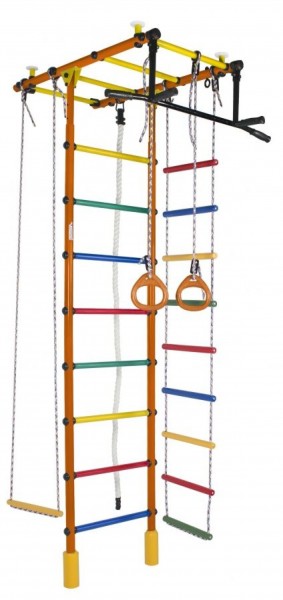 ДСК Атлант оранжевый радуга: турник, кольца, канат, трапеция, веревочная лестница в Александровском - alexsandrovskoe.ok-mebel.com | фото