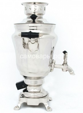 Электрический самовар из латуни никелированный на 1,5 литра форма "Тюльпан" с защитой от выкипания в Александровском - alexsandrovskoe.ok-mebel.com | фото 3
