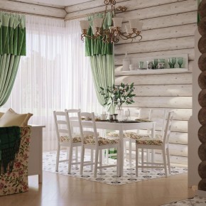 Комлект Вествик обеденный стол и четыре стула, массив сосны, цвет белый в Александровском - alexsandrovskoe.ok-mebel.com | фото 1