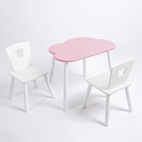 Комплект детский стол ОБЛАЧКО и два стула КОРОНА ROLTI Baby (розовая столешница/белое сиденье/белые ножки) в Александровском - alexsandrovskoe.ok-mebel.com | фото