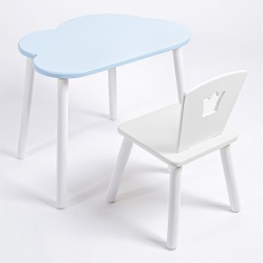 Комплект детский стол ОБЛАЧКО и стул КОРОНА ROLTI Baby (голубая  столешница/белое сиденье/белые ножки) в Александровском - alexsandrovskoe.ok-mebel.com | фото