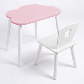 Комплект детский стол ОБЛАЧКО и стул КОРОНА ROLTI Baby (розовая столешница/белое сиденье/белые ножки) в Александровском - alexsandrovskoe.ok-mebel.com | фото