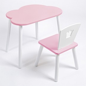 Комплект детский стол ОБЛАЧКО и стул КОРОНА ROLTI Baby (розовая столешница/розовое сиденье/белые ножки) в Александровском - alexsandrovskoe.ok-mebel.com | фото