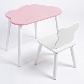 Комплект детский стол ОБЛАЧКО и стул МИШКА ROLTI Baby (розовая столешница/белое сиденье/белые ножки) в Александровском - alexsandrovskoe.ok-mebel.com | фото