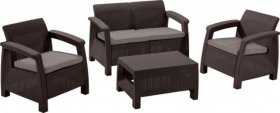 Комплект мебели Корфу сет (Corfu set) коричневый - серо-бежевый * в Александровском - alexsandrovskoe.ok-mebel.com | фото