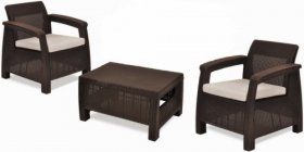 Комплект мебели Корфу Уикенд (Corfu Weekend) коричневый - серо-бежевый * в Александровском - alexsandrovskoe.ok-mebel.com | фото 1