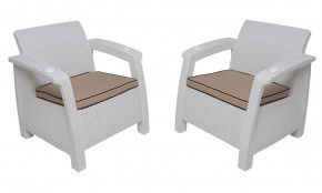 Комплект на балкон Yalta Premium Balcony Set (Ялта) белый (+подушки под спину) в Александровском - alexsandrovskoe.ok-mebel.com | фото 4