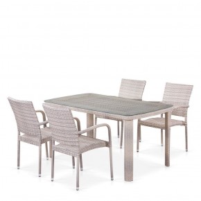 Комплект плетеной мебели T256C/Y376C-W85 Latte (4+1) + подушки на стульях в Александровском - alexsandrovskoe.ok-mebel.com | фото