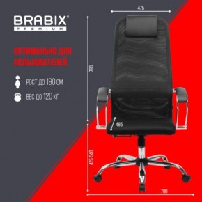 Кресло BRABIX PREMIUM "Ultimate EX-800" хром, плотная двойная сетка Х2, черное, 532911 в Александровском - alexsandrovskoe.ok-mebel.com | фото 6