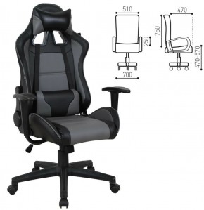 Кресло компьютерное BRABIX "GT Racer GM-100" (черное/серое) 531926 в Александровском - alexsandrovskoe.ok-mebel.com | фото 2