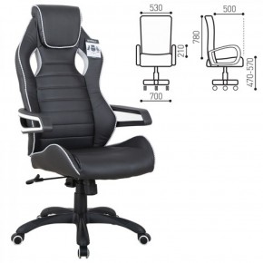 Кресло компьютерное BRABIX Techno Pro GM-003 (экокожа черное/серое, вставки серые) 531814 в Александровском - alexsandrovskoe.ok-mebel.com | фото 2