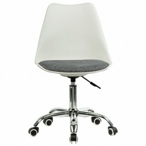 Кресло стул BRABIX "Eames MG-310 CH", хром, пластик белый, ткань серая, 532924 в Александровском - alexsandrovskoe.ok-mebel.com | фото