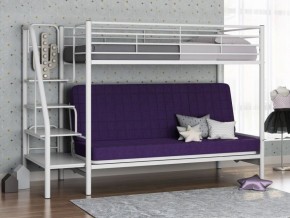 Кровать двухъярусная с диваном "Мадлен-3" (Белый/Фиолетовы) в Александровском - alexsandrovskoe.ok-mebel.com | фото