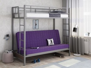 Кровать двухъярусная с диваном "Мадлен" (Серый/Фиолетовый) в Александровском - alexsandrovskoe.ok-mebel.com | фото