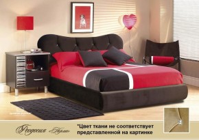 Кровать Феодосия 1400 со стразами в ткани "Конфетти латте" (бежевый) серия Норма +основание +ПМ в Александровском - alexsandrovskoe.ok-mebel.com | фото
