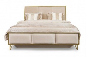 Кровать Lara 1600 с мягким изголовьем + основание (белый глянец) в Александровском - alexsandrovskoe.ok-mebel.com | фото 1