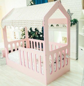 Кровать-домик без ящика 800*1600 (Розовый) в Александровском - alexsandrovskoe.ok-mebel.com | фото 1