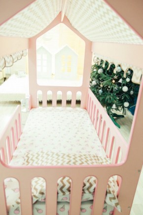 Кровать-домик без ящика 800*1600 (Розовый) в Александровском - alexsandrovskoe.ok-mebel.com | фото 3