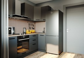 Кухня угловая Антрацит 2200х1000 (Стол. 38мм) в Александровском - alexsandrovskoe.ok-mebel.com | фото