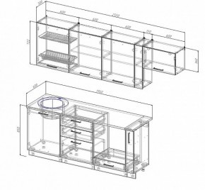 Кухонный гарнитур Антрацит 2550 (Стол. 26мм) в Александровском - alexsandrovskoe.ok-mebel.com | фото 2