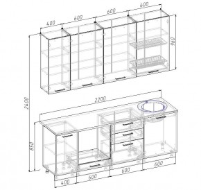 Кухонный гарнитур Графика 2200 (Стол. 26мм) в Александровском - alexsandrovskoe.ok-mebel.com | фото 2