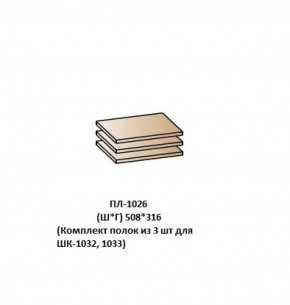 ПЛ-1026 (Комплект полок из 3 шт для ШК-1032, 1033) в Александровском - alexsandrovskoe.ok-mebel.com | фото