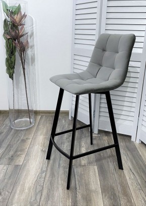 Полубарный стул CHILLI-QB SQUARE светло-серый #26, велюр / черный каркас (H=66cm) М-City в Александровском - alexsandrovskoe.ok-mebel.com | фото 2