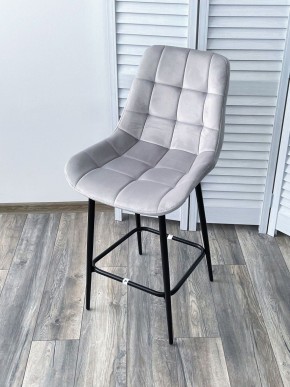 Полубарный стул ХОФМАН, цвет H-09 Светло-серый, велюр / черный каркас H=63cm М-City в Александровском - alexsandrovskoe.ok-mebel.com | фото 4