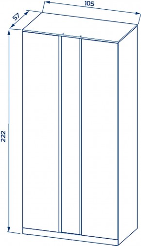 S01194 Варма Стор 105 шкаф распашной с зеркалом 222х105х57, белый в Александровском - alexsandrovskoe.ok-mebel.com | фото 2