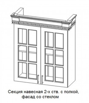 Секция навесная 2-х ств. с полкой "Верона", фасад со стеклом (800) в Александровском - alexsandrovskoe.ok-mebel.com | фото