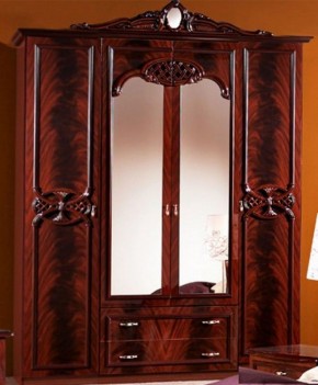 Шкаф 4-х дверный с зеркалами (03.144) Ольга (могано) в Александровском - alexsandrovskoe.ok-mebel.com | фото