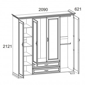 Шкаф 4D2S Z, TIFFANY, цвет вудлайн кремовый в Александровском - alexsandrovskoe.ok-mebel.com | фото 2