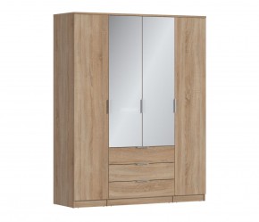 Шкаф 4х дверный с зеркалами Николь СБ-2595/1 (Дуб Сонома) в Александровском - alexsandrovskoe.ok-mebel.com | фото