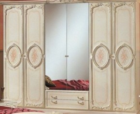 Шкаф 6-и дверный с зеркалами (01.146) Роза (беж) в Александровском - alexsandrovskoe.ok-mebel.com | фото