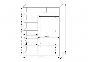 Шкаф-купе 1500 серии NEW CLASSIC K2+K2+B2+PL2(2 ящика+1 штанга+1 полка) профиль «Капучино» в Александровском - alexsandrovskoe.ok-mebel.com | фото 3