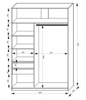 Шкаф-купе 1600 серии SOFT D1+D3+B2+PL1 (2 ящика+1штанга) профиль «Графит» в Александровском - alexsandrovskoe.ok-mebel.com | фото 3