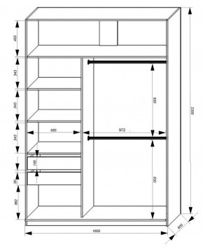 Шкаф-купе 1600 серии SOFT D8+D2+B2+PL4 (2 ящика+F обр.штанга) профиль «Графит» в Александровском - alexsandrovskoe.ok-mebel.com | фото 2